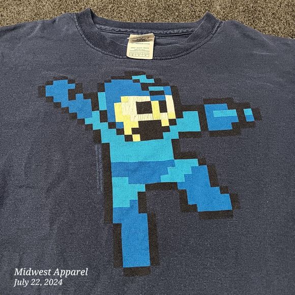 Vintage Megaman Pixel Shirt Adult Small Blue‎ 90s NES Video Game T - Picture 2 of 9